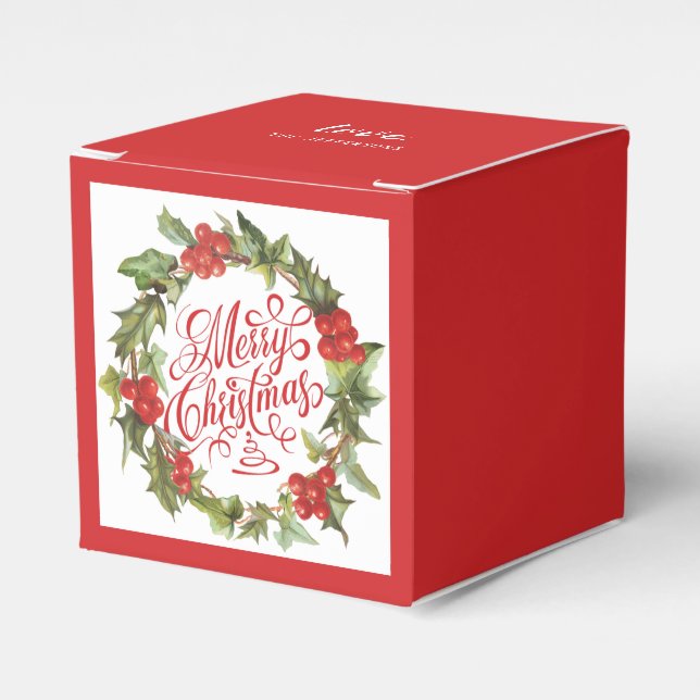 Ballotins Noël Red Green Wreath Holly Ivy Typographie (Verso)