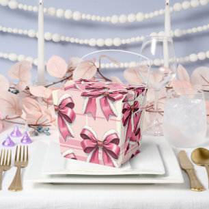 Ballotins Nœuds à carreaux de Noël rose  