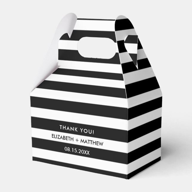 Ballotins Noir Blanc Bande Motif Mariage Faveur Boxes (Verso)