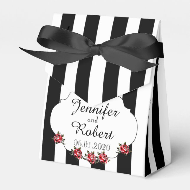 Ballotins Noir Blanc et Rouge Rose boîte de mariage Faveur (Verso)