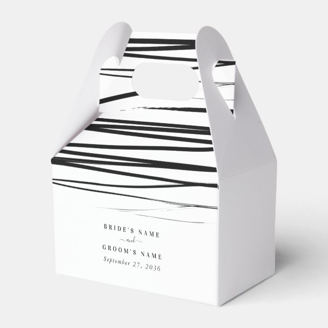 Ballotins Noir blanc moderne Abstrait mariage Faveur (Verso)
