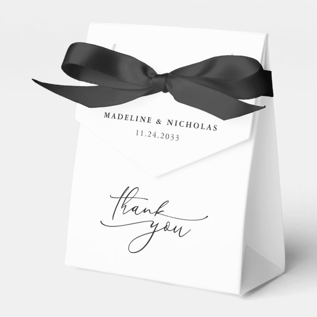 Ballotins Noir Et Blanc Moderne Merci Simple Mariage (Verso)