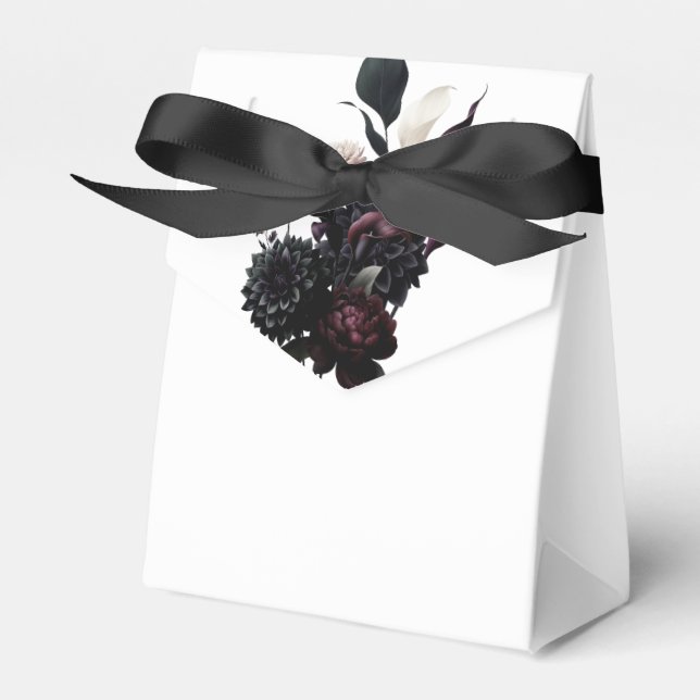 Ballotins Noir Moody Romantique mariage floral Favoriser (Verso)