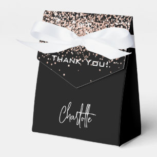 Ballotins Noir rose en or confetti merci