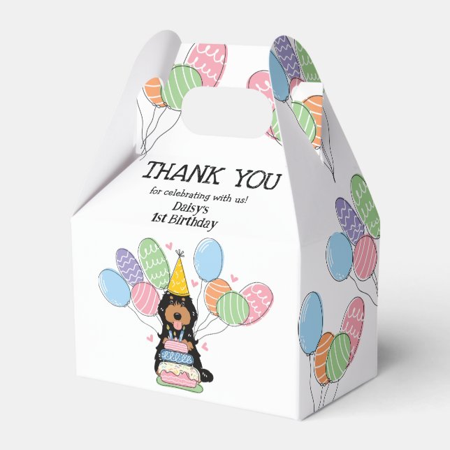 Ballotins Noir Tan Cockapoo Cavapoo Merci d'anniversaire (Verso)