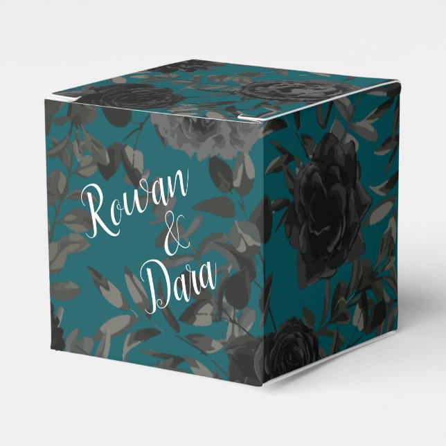 Ballotins Noir Turquoise Rose gothique Elégant Mariage (Verso)