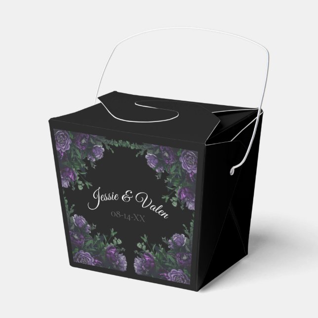 Ballotins Noir Violet Floral Élégant Mariage (Verso)