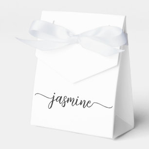 Ballotins Nom en monogramme féminin minimal blanc avec écrit