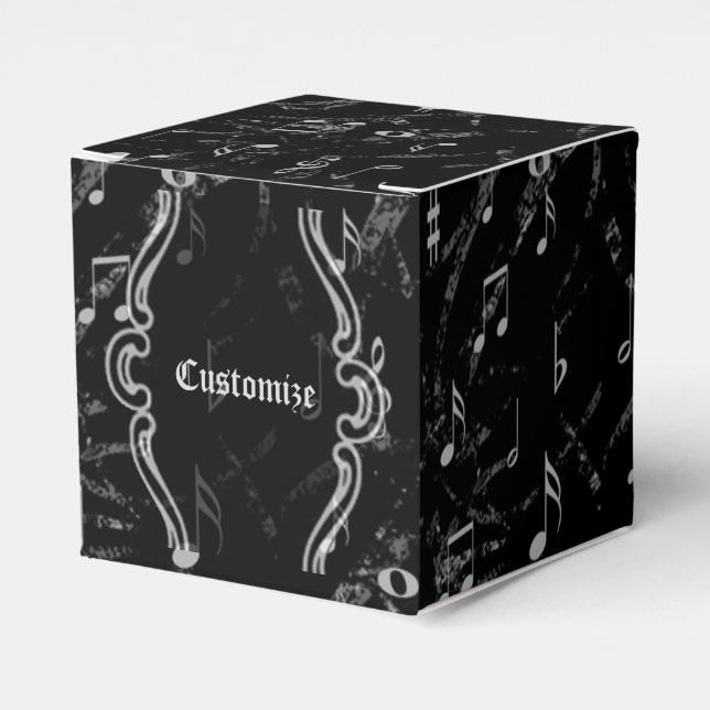 Ballotins Notes de musique noir et blanc Motif Cube Ballotin (Verso)