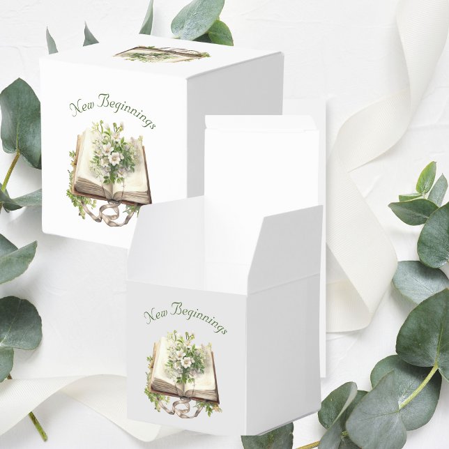 Ballotins Nouveau début Floral Open Book Mariage (New Beginnings Favour Boxes)