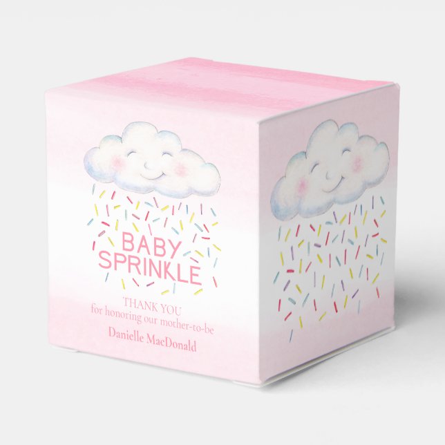 Ballotins Nuage bébé saupoudrer d'aquarelle rose merci (Arrière)