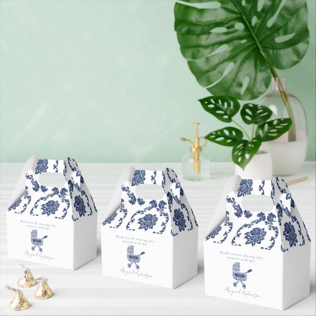 Ballotins Oh Baby Navy Damask Pram Baby shower (Multiple)
