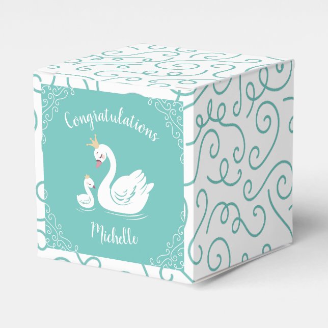 Ballotins Oiseau Baby shower cygne avec thème Couronne Turqu (Verso)