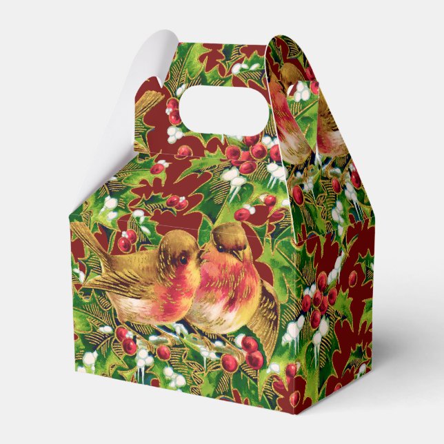 Ballotins Oiseaux de Noël Vintage Holly Faux Motif d'or (Verso)