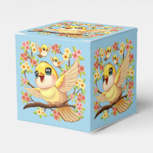 Ballotins Oiseaux mignons et heureux parmi les fleurs du pri
