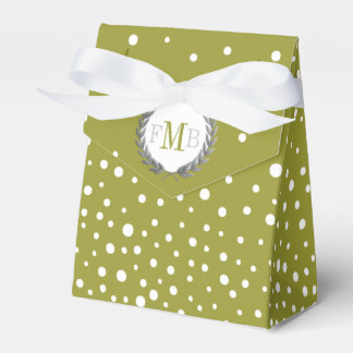 Ballotins Olive green, white polka dot pattern wedding fav