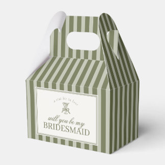Ballotins Olive Martini Green Stripe Bridesmaid Proposal Box