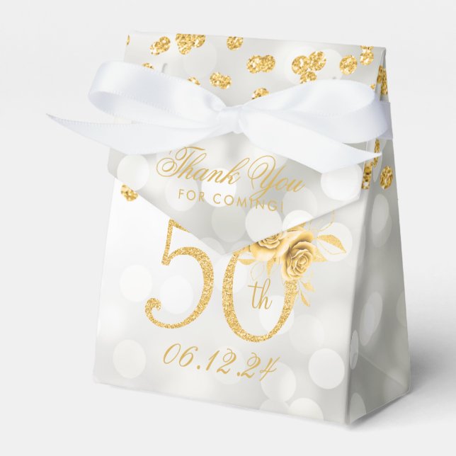Ballotins Or 50e anniversaire Merci Floral Lumières Argent (Verso)