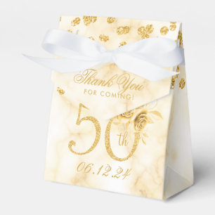 Ballotins Or 50e anniversaire Merci Floral Marbre moderne