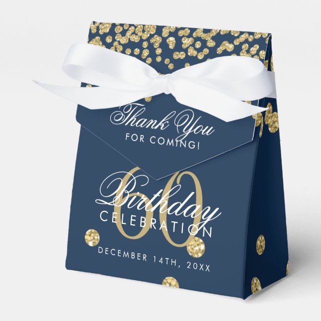 Ballotins Or 60e anniversaire Merci Confetti Marine Bleu (Verso)