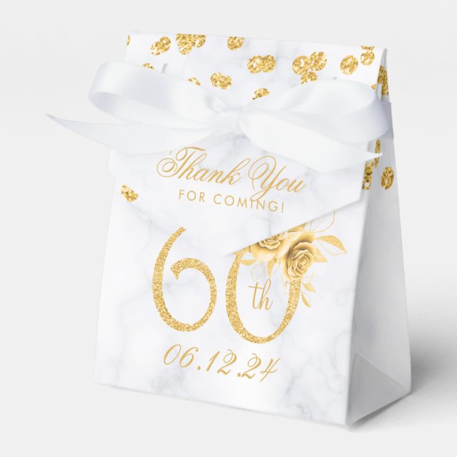 Ballotins Or 60e anniversaire Merci marbre floral (Verso)
