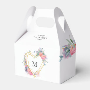 Ballotins or cadre coeur floral clair monogramme Valentines