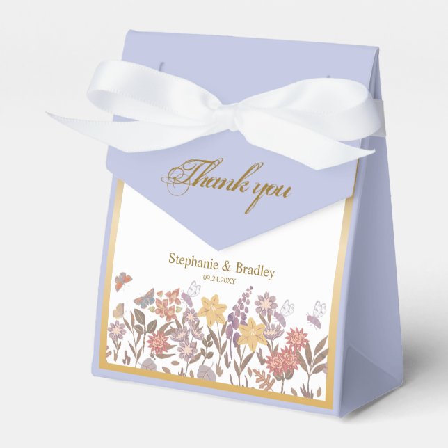 Ballotins Or Elegant Fleur sauvage moderne Merci Mariage (Verso)