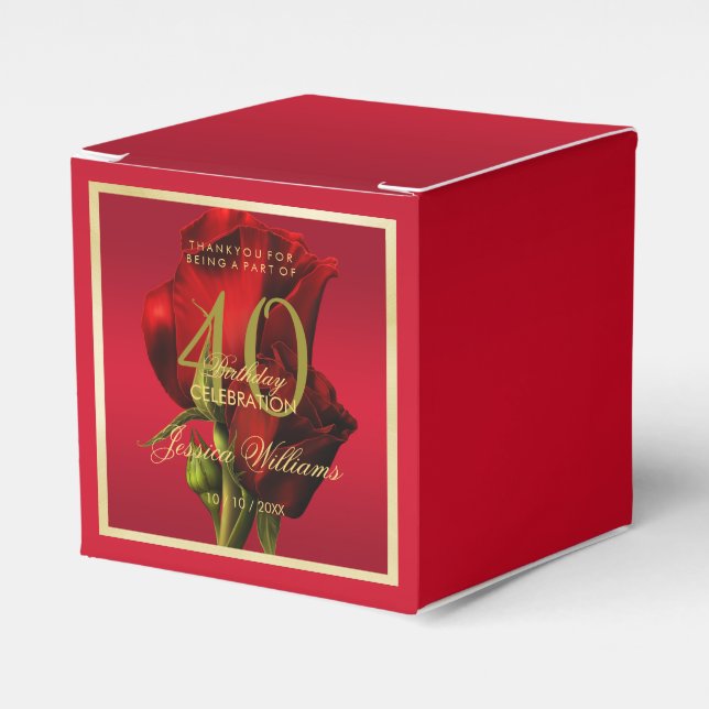 Ballotins Or encadré romantique Rose rouge Anniversaire (Verso)