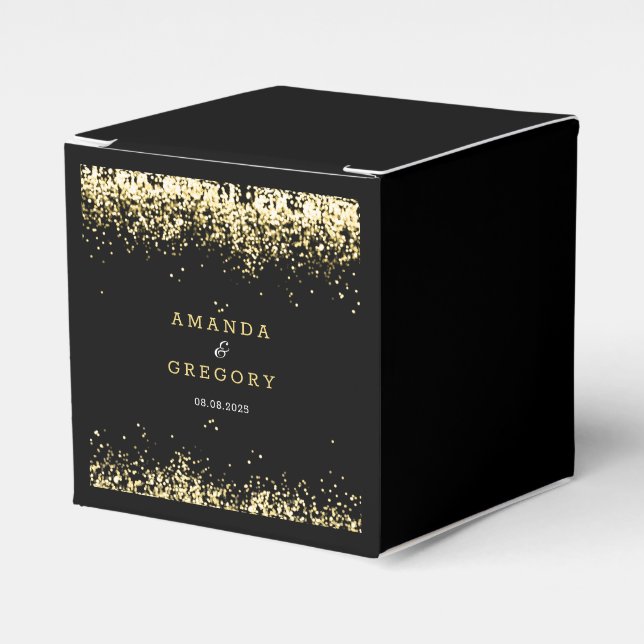 Ballotins Or noir | Boîte de Faveur Mariage Glittering (Verso)