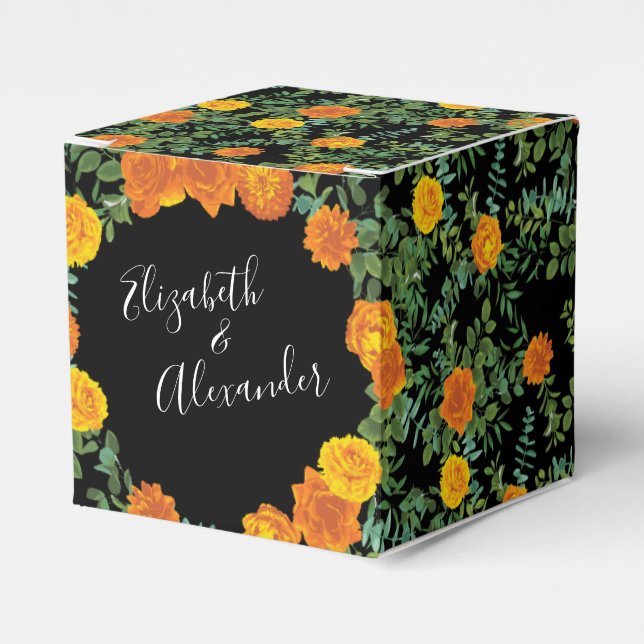 Ballotins Orange Black Peony & Rose Floral Mariage (Verso)