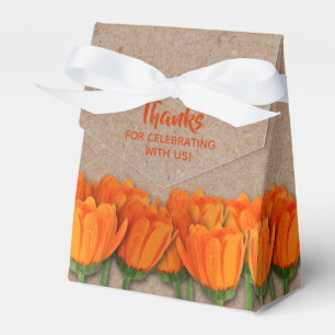 Ballotins Orange Tulip on Kraft Tent Style Favor Box