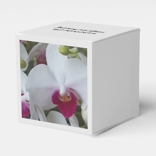 Ballotins Orchidées blanches et violettes sur des boîtes de  (Verso)