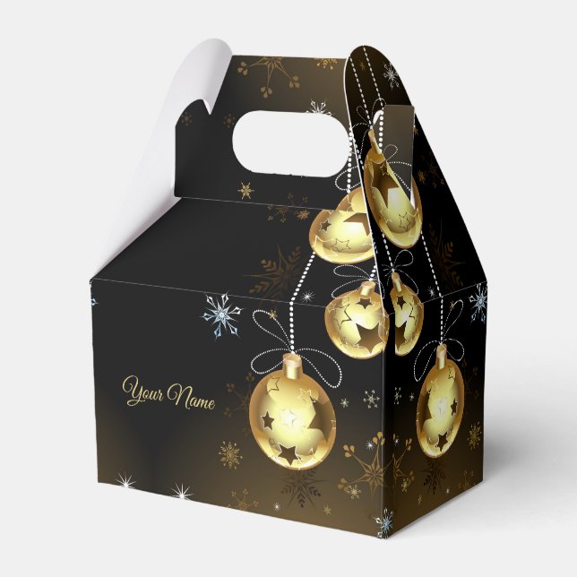 Ballotins Ornements dorés de Noël Étoiles brillantes Noir (Verso)