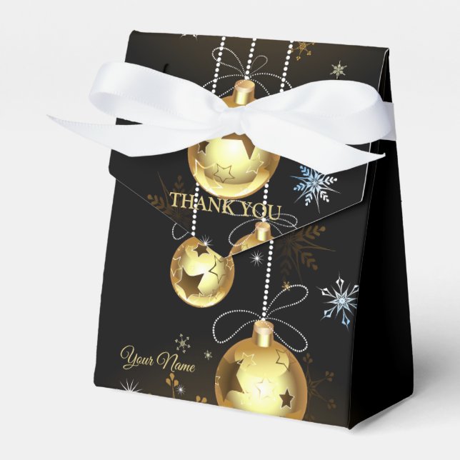 Ballotins Ornements dorés de Noël Étoiles brillantes Noir (Verso)