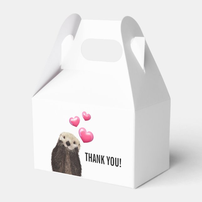 Ballotins Otter mignonne avec coeur d'amour rose Merci (Arrière)