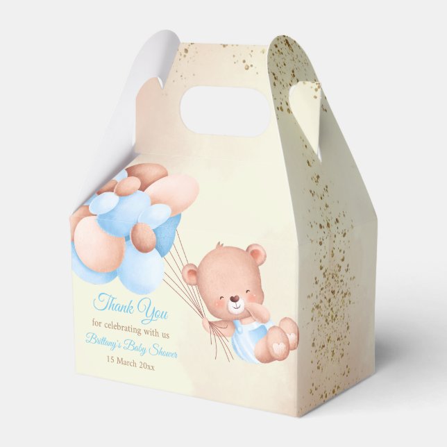 Ballotins Ours en peluche avec ballons brun et bleu (Verso)