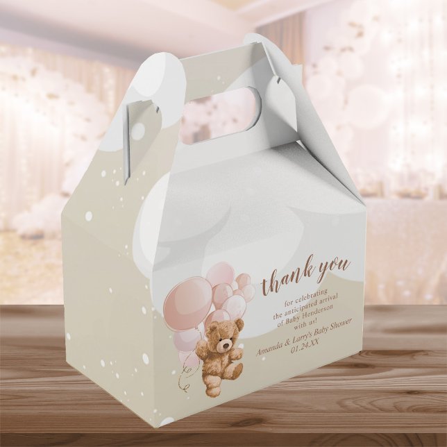 Ballotins Ours en peluche avec Ballotin à ballons roses (Créateur téléchargé)