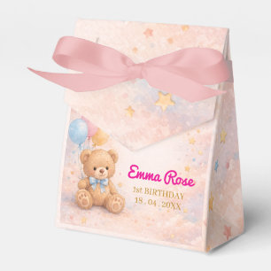 Ballotins Ours en peluche fille aquarelle rose 1er anniversa