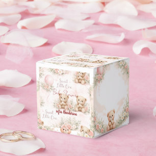 Ballotins ours en peluche floral rose pâle