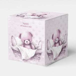 Ballotins Ours en Teddy rose dans le Ballotin de panier