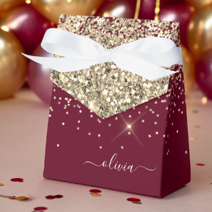 Ballotins Paillettes dorées et burgundy, monogramme féminin 