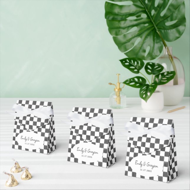 Ballotins Painted Black Checkerboard Pattern Wedding (Multiple)