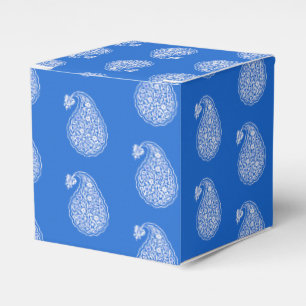 Ballotins Paisley perse - blanc sur bleu cobalt