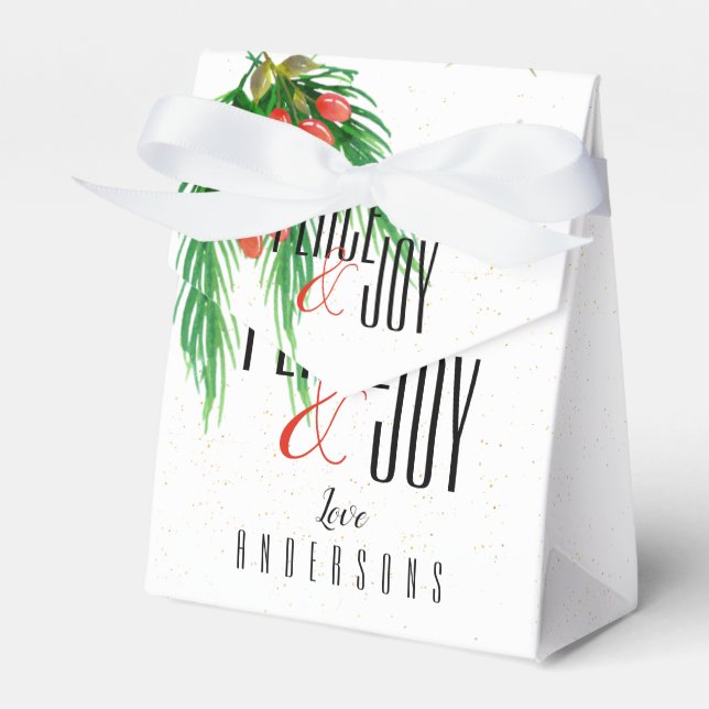 Ballotins Paix Et Joie Rouge Vert Feuille Cadeau De Noël (Verso)