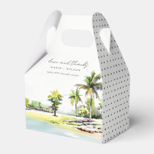 Ballotins Palmiers côtiers tropicaux Mariage d'aquarelle
