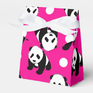 Ballotins Panda mignonne ; Pois rose néon, noir et blanc