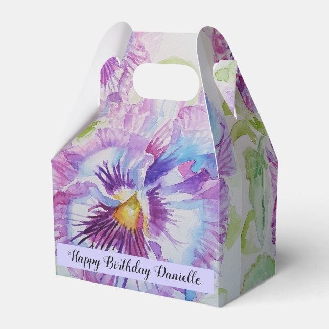 Ballotins Pansy violet Fleur Floral Party Ballotin de gâteau (Verso)