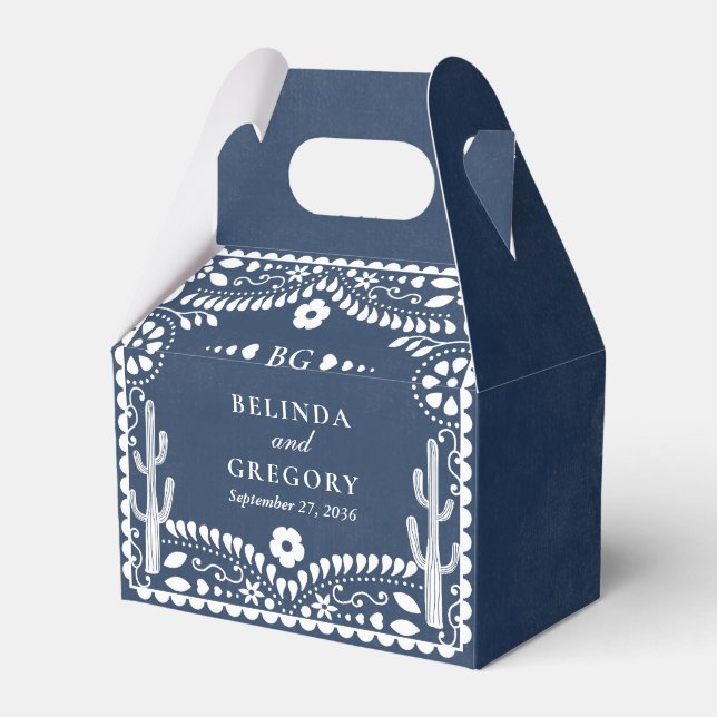 Ballotins Papel Picado Boda Mexican Rustic Blue Wedding (Verso)