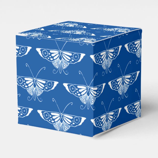 Ballotins Papillon Art déco stylisé, bleu cobalt et blanc (Verso)