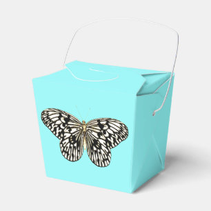 Ballotins Papillon noir et blanc, arrière - plan turquoise